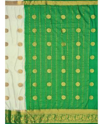 Off White Woven Crepe Saree With Blouse 5