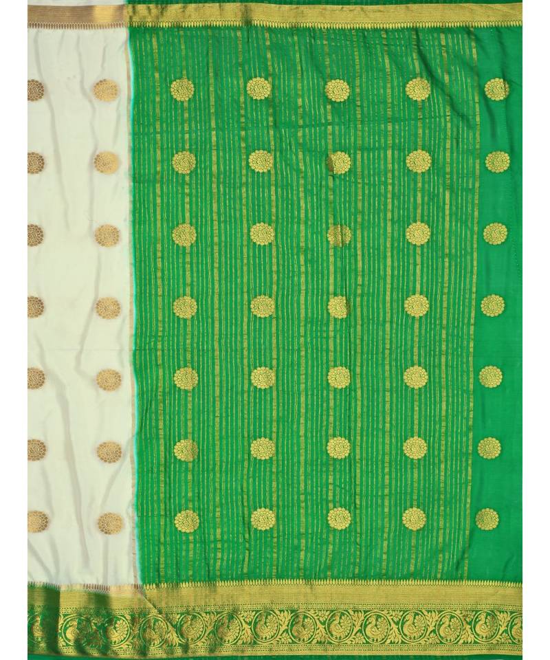 Off White Woven Crepe Saree With Blouse