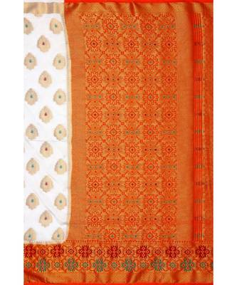 Off White Woven Art Silk Saree With Blouse 5