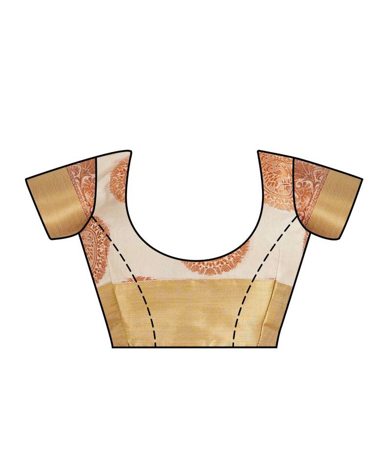 Off White Woven Art Silk Saree With Blouse