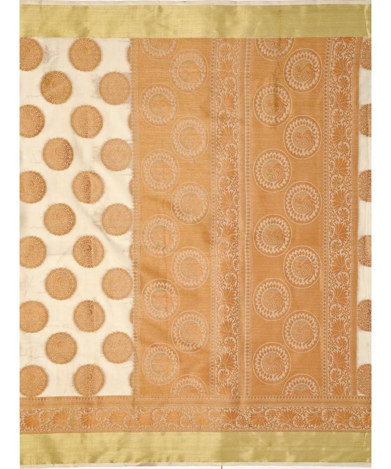 Off White Woven Art Silk Saree With Blouse