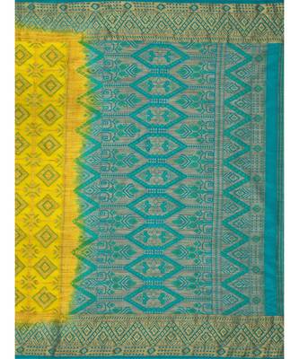 yellow woven art silk saree with blouse 5