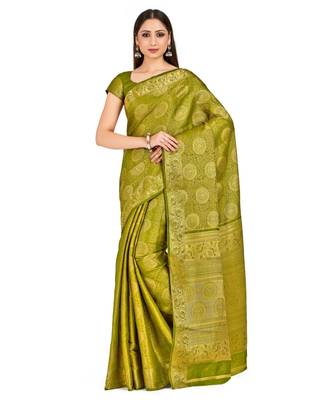 Green Woven Art Silk Saree With Blouse 1