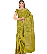 Green Woven Art Silk Saree With Blouse