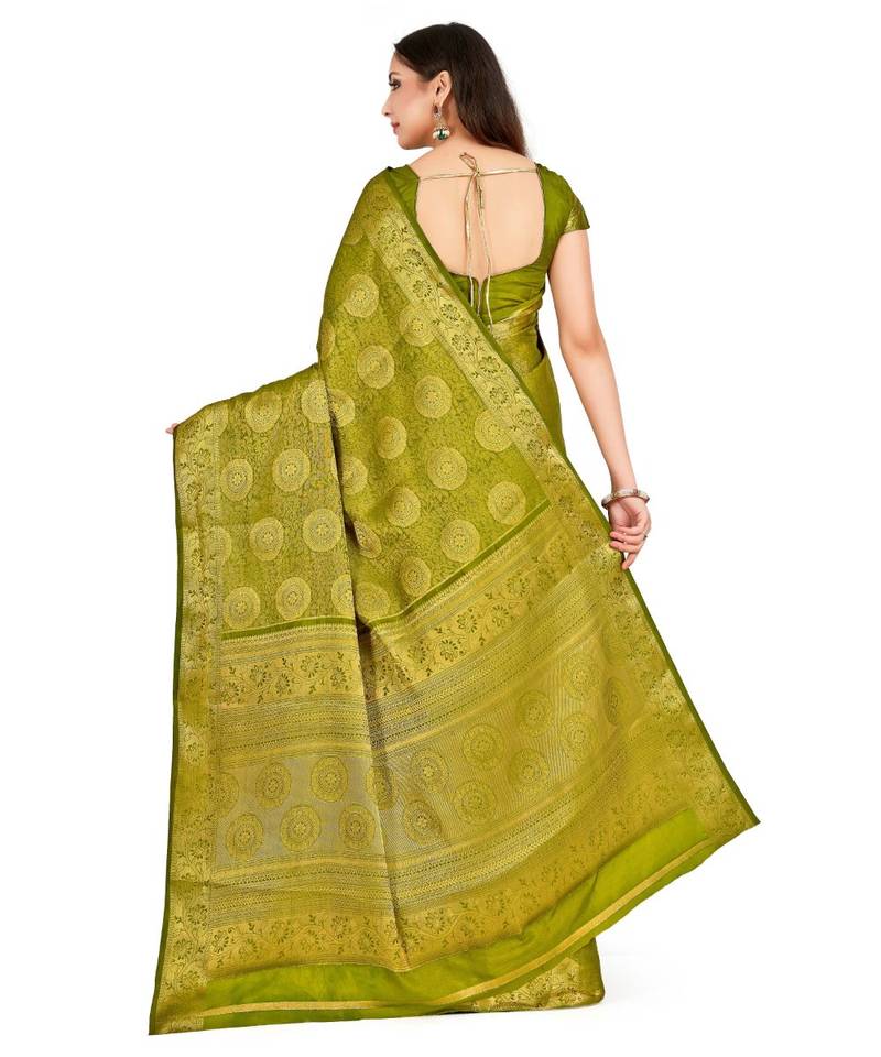 Green Woven Art Silk Saree With Blouse