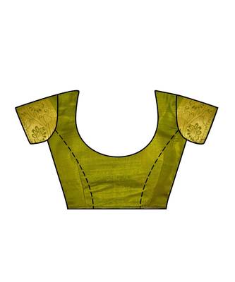 Green Woven Art Silk Saree With Blouse 4