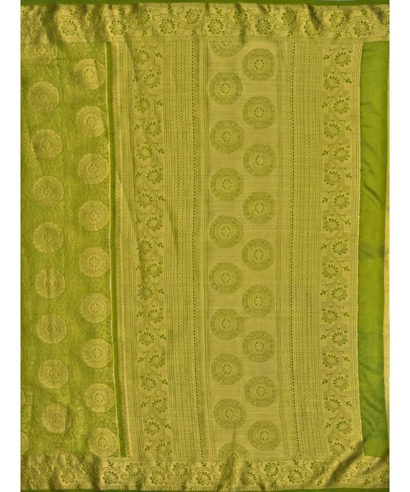 Green Woven Art Silk Saree With Blouse