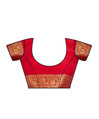 Green Woven Crepe Saree With Blouse 4