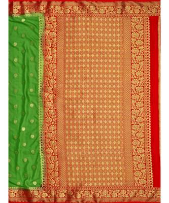 Green Woven Crepe Saree With Blouse 5
