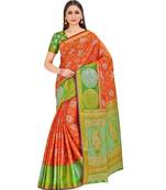 Orange Woven Art Silk Saree With Blouse