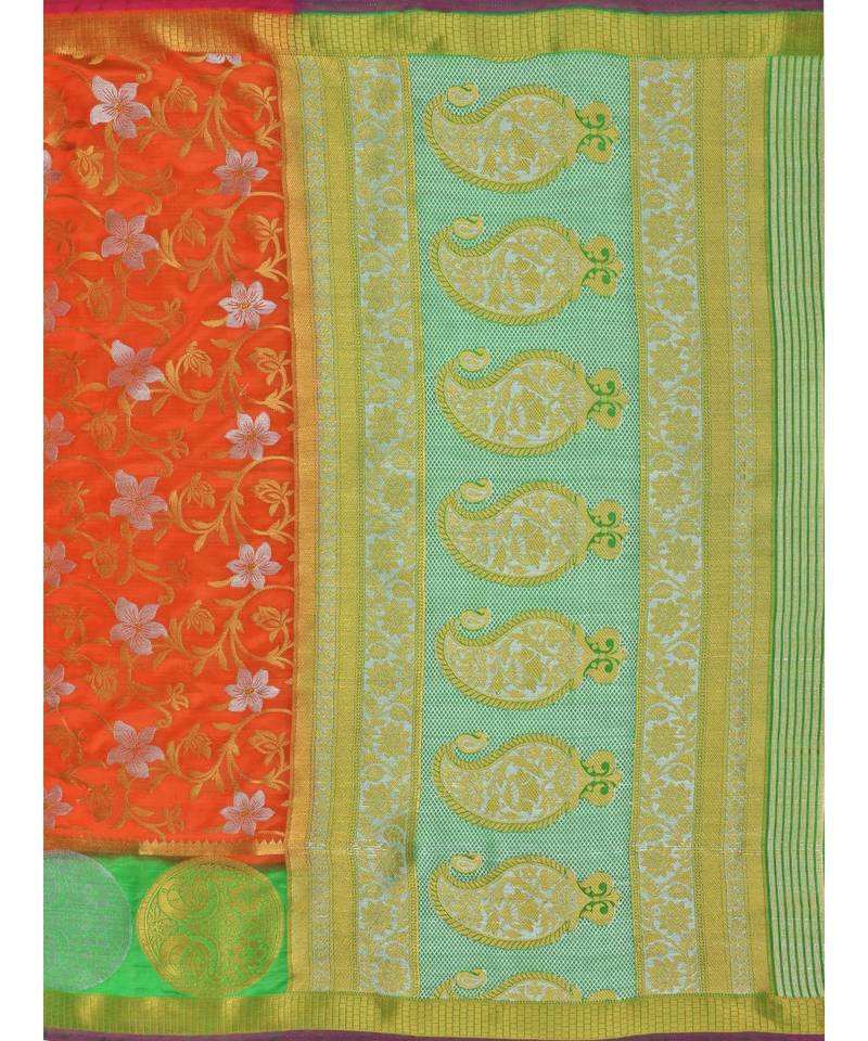 Orange Woven Art Silk Saree With Blouse