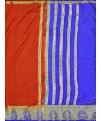 Rust Woven Art Silk Saree With Blouse 5