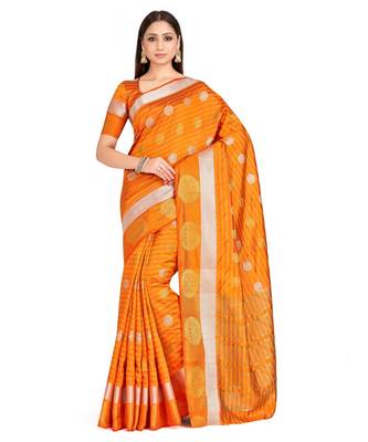 Orange Woven Art Silk Saree With Blouse 1