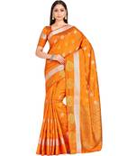 Orange Woven Art Silk Saree With Blouse
