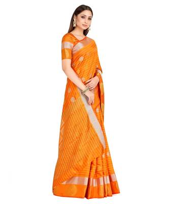 Orange Woven Art Silk Saree With Blouse 2
