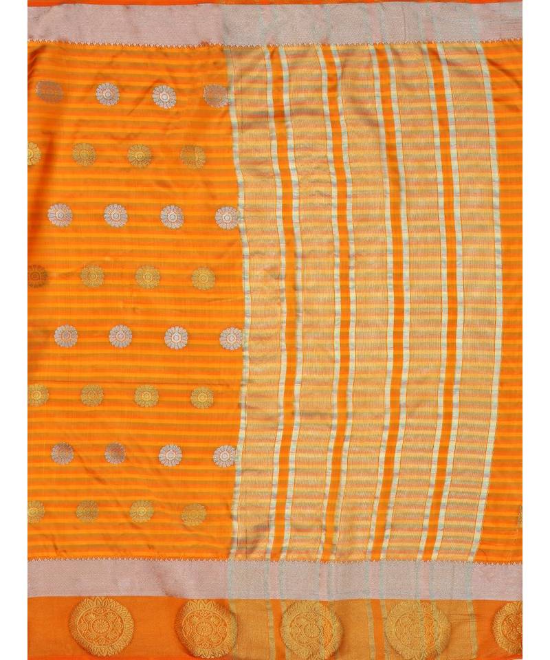Orange Woven Art Silk Saree With Blouse