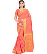 Orange Woven Crepe Saree With Blouse