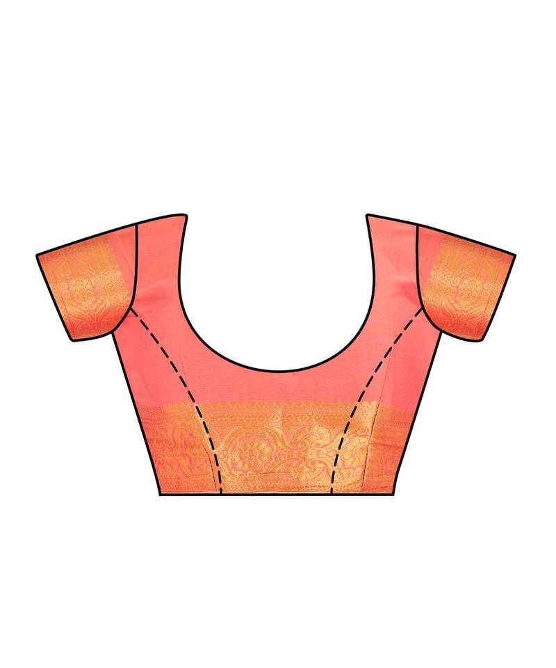 Orange Woven Crepe Saree With Blouse