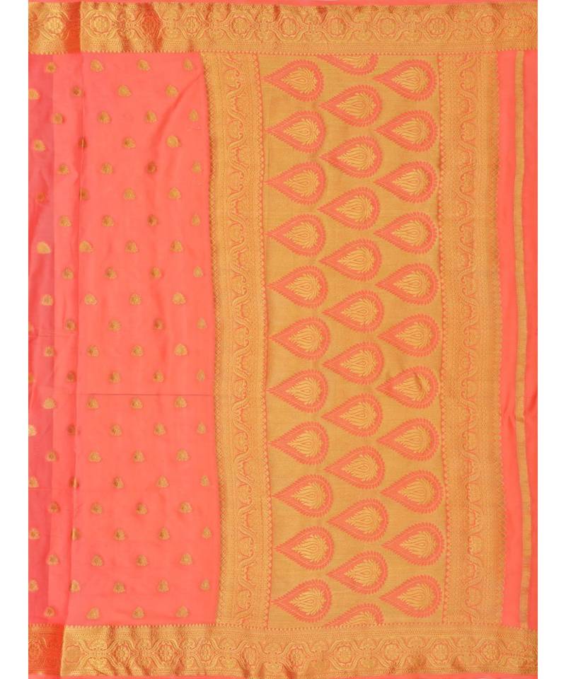 Orange Woven Crepe Saree With Blouse