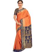 Orange Woven Art Silk Saree With Blouse