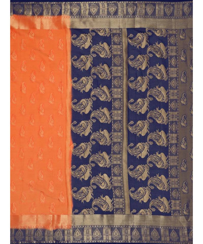Orange Woven Art Silk Saree With Blouse
