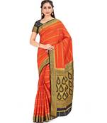 Orange Woven Crepe Saree With Blouse