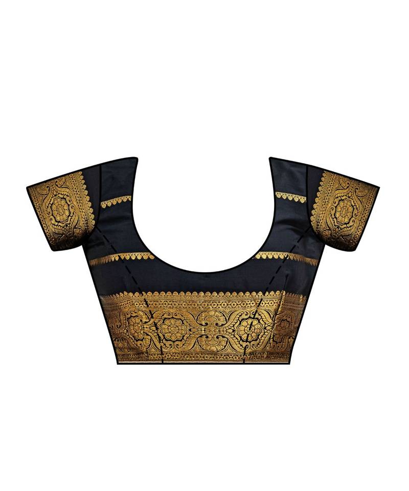 Orange Woven Crepe Saree With Blouse