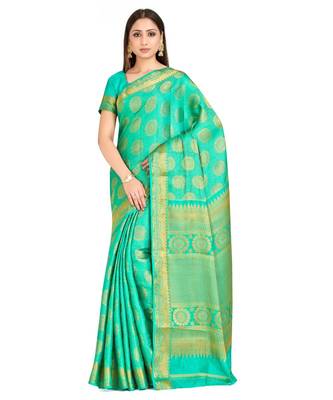 Green Woven Art Silk Saree With Blouse 1
