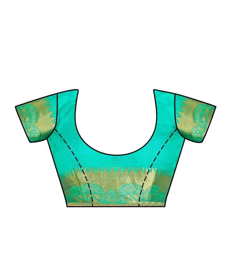 Green Woven Art Silk Saree With Blouse