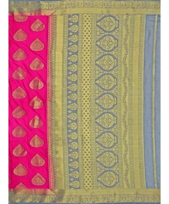 Pink Woven Crepe Saree With Blouse 5