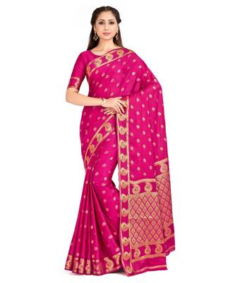 Pink Woven Crepe Saree With Blouse 1