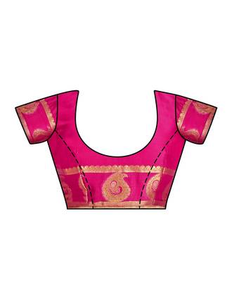 Pink Woven Crepe Saree With Blouse 4