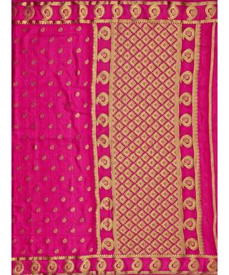 Pink Woven Crepe Saree With Blouse 5