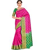 Pink Woven Art Silk Saree With Blouse
