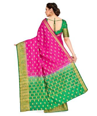 Pink Woven Art Silk Saree With Blouse 3
