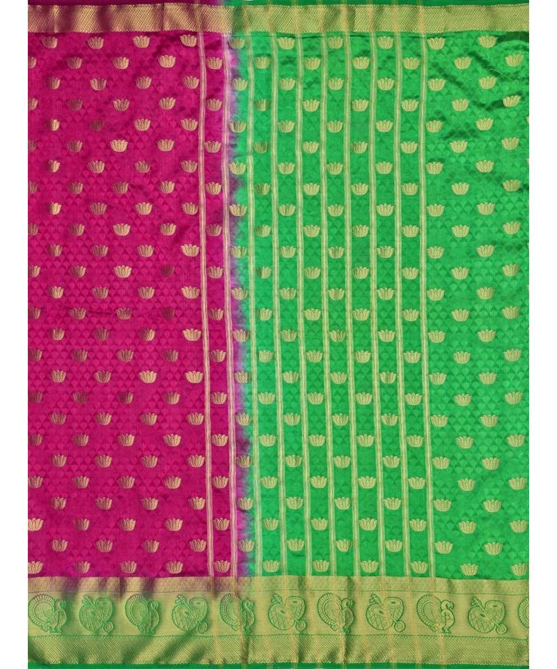 Pink Woven Art Silk Saree With Blouse