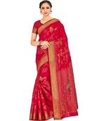 Red Woven Art Silk Saree With Blouse