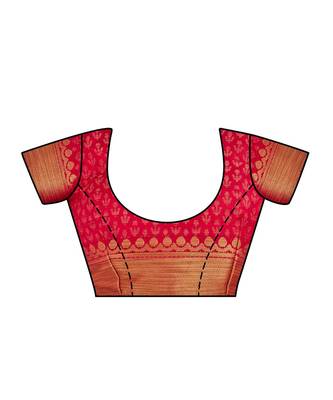 Red Woven Art Silk Saree With Blouse 4