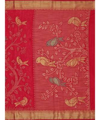 Red Woven Art Silk Saree With Blouse 5