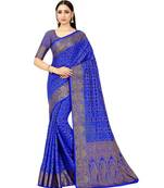 Blue Woven Art Silk Saree With Blouse
