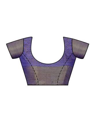 Blue Woven Art Silk Saree With Blouse 4