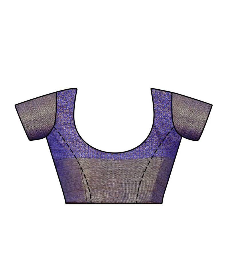 Blue Woven Art Silk Saree With Blouse