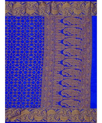 Blue Woven Art Silk Saree With Blouse 5