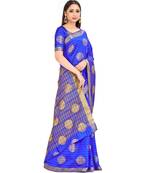 Blue Woven Art Silk Saree With Blouse