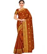 Rust Woven Crepe Saree With Blouse