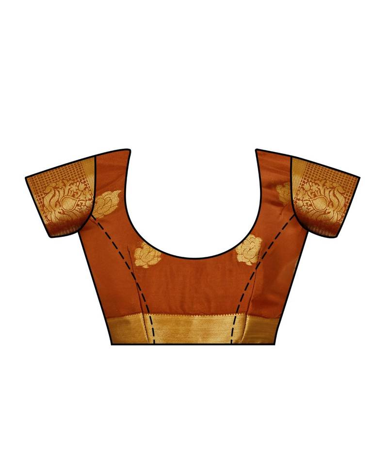 Rust Woven Crepe Saree With Blouse
