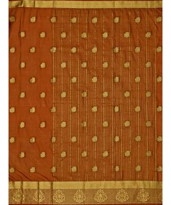 Rust Woven Crepe Saree With Blouse 5