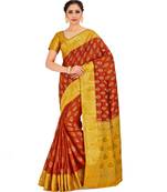 Rust Woven Art Silk Saree With Blouse