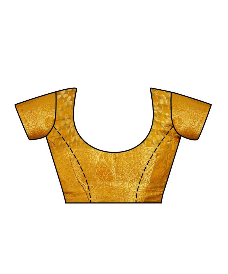 Rust Woven Art Silk Saree With Blouse