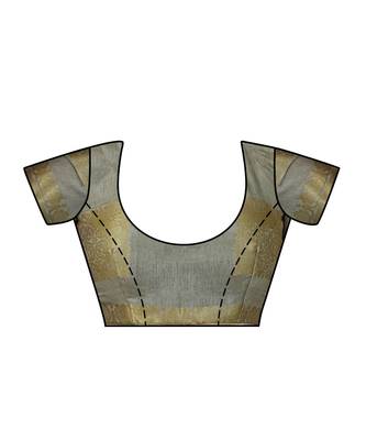 grey woven tussar silk saree with blouse 4